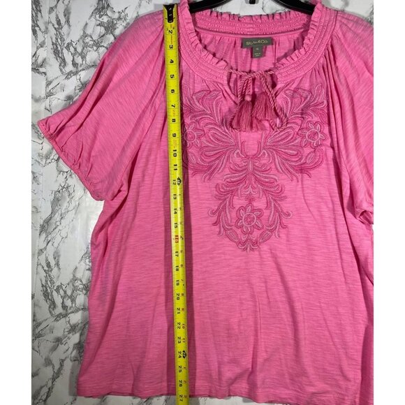 Style & Co. Womens Escape Pink Embroidered Vacay Top Size XL - Picture 5 of 6